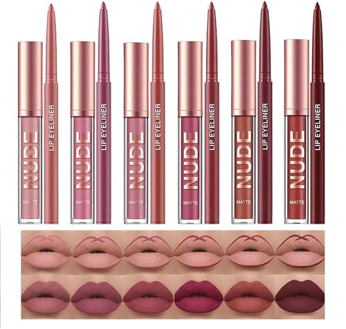 Liquid Lipstick & Lip Liner Set - Matte Waterproof, 12-Piece Kit