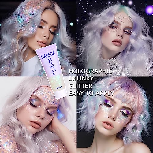 White Holographic Glitter Gel – 50ml Body & Face Sparkle