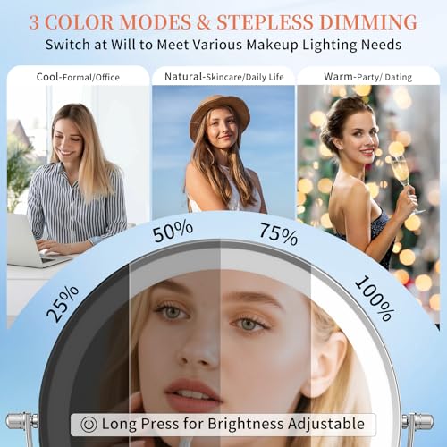 FUNTOUCH 9" Wall Mounted Makeup Mirror with 30X Magnification & Lights