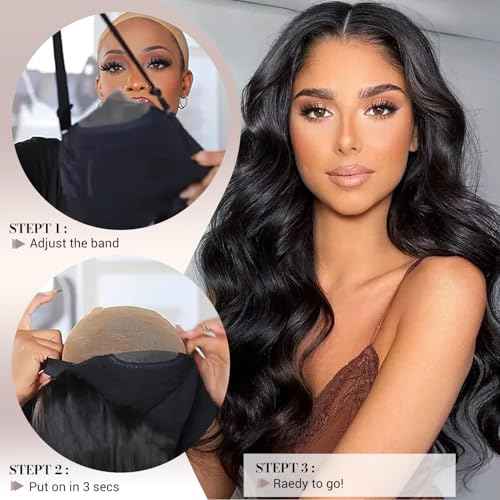 30Inch Wear And Go Glueless Wigs Human Hair Pre Plucked Pre Cut Body Wave Closure Wig 9x6 Lace Front Wigs Human Hair 200% Density Glueless Loose Body Wave Wig For Women Natural Black