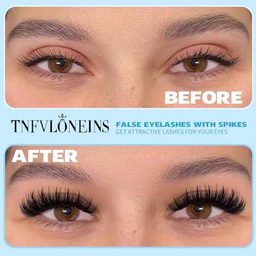 Manga Lashes Wispy Mink Lashes Natural Look Anime False Eyelashes with Spikes 14 Pairs Natural Fake Eyelashes like Lash Extension Cat Eye Lashes Pack by TNFVLONEINS
