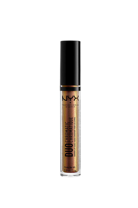 NYX PROFESSIONAL MAKEUP Duo Chromatic Lip Gloss - Fairplay, Sheer Base With Gold/Coral Duo Chromatic Pearls