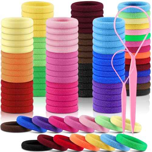 150PCS Hair Ties, IKOCO Cotton Small Hair Ties for Little Girls, Baby and Kids, Colorful Seamless Ponytail Holders