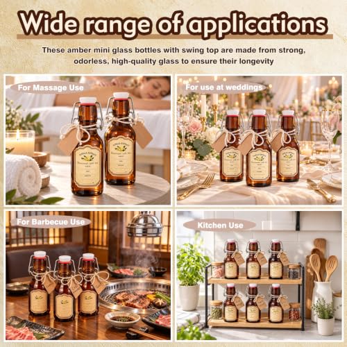 16-Pack 5oz Brown Swing-Top Glass Bottles for Vanilla Extract & Liquids