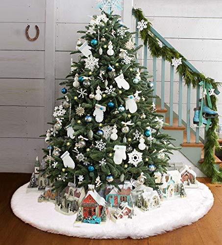 AISENO 60 Inch Christmas Tree Plush Skirt Decoration for Merry Christmas Party Faux Fur Christmas Tree Skirt Decorations