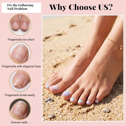 Ouligay 120PCS Square Gel X Toe Nail Tips - 12 Sizes