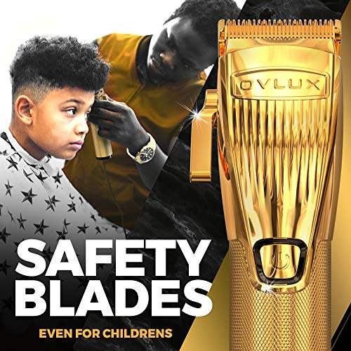 OVLUX Gold Cordless Professional Hair Clippers for Men & Barbers with Guides