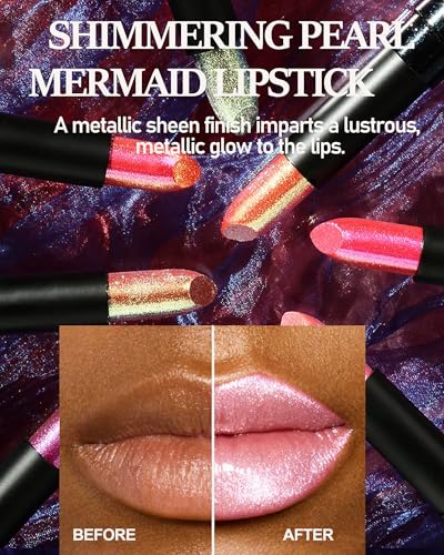 Metallic Shimmer Lipstick - Long Lasting, High Pigmented, Waterproof
