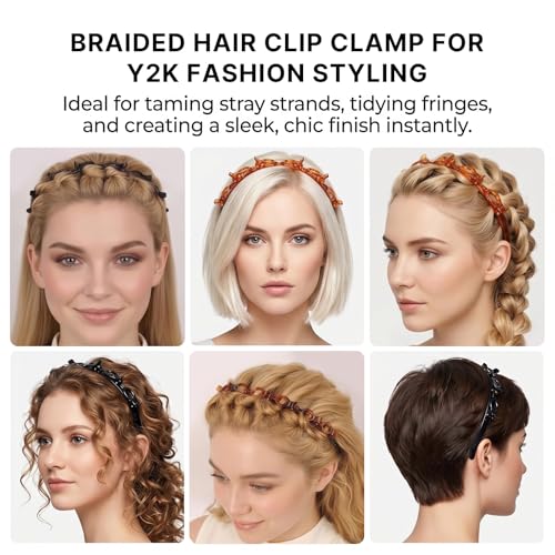 Headband with Clips for Bangs - 4 Pack DIY Hairpin Two-Layer With 8 Teeth