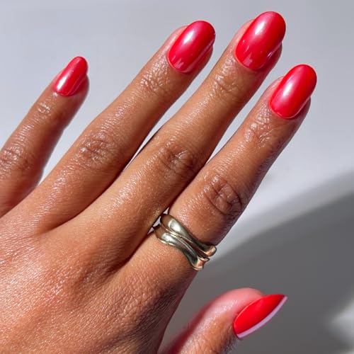 Glamnetic Short Round Press On Nails Glazed Red 30 Pc Kit