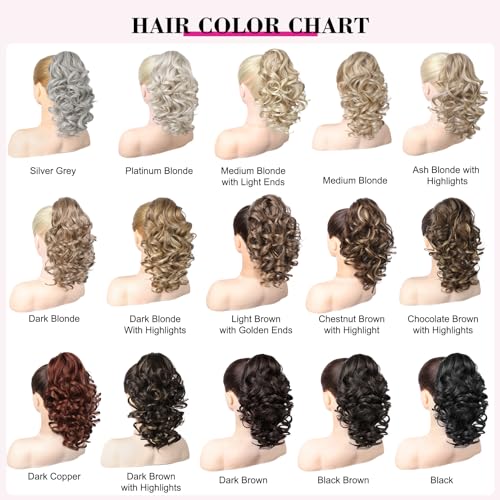 REECHO 12" Curly Ponytail Extension Claw Clip Dark Blonde