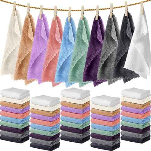Newwiee 100 Pcs Washcloths Bulk Quick Drying Bathroom Wash Clothes 12 x 12 Inch Face Towels Microfiber Soft Hand Towel for Your Body Spa Fingertip(Multicolor)