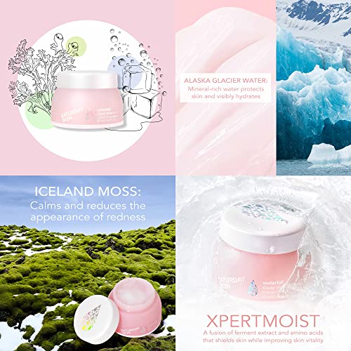 Saturday Skin Face Moisturizer Water Cream Mini Size, Vegan Natural Facial Moisturizer Oil-free Gel Cream From Alaska Glacier Water Day & Night Cream Hydrating and Reduce Wrinkles(1.01 Fl Oz (30ml))