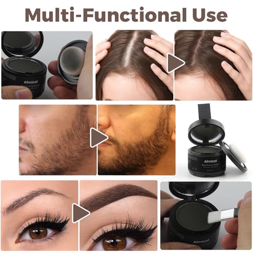 Root Touch Up Hair Color Powder for Gray Coverage & Thinning Hair - Black