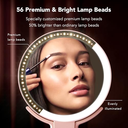LitBear Travel Makeup Mirror with LED Lights, 10X/1X Magnification
