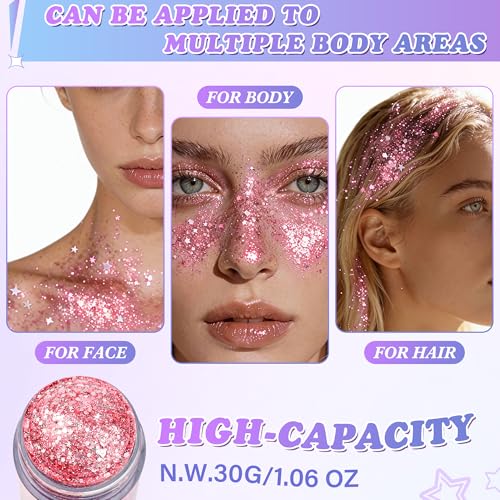 Pink Holographic Glitter Stick for Face & Body Makeup
