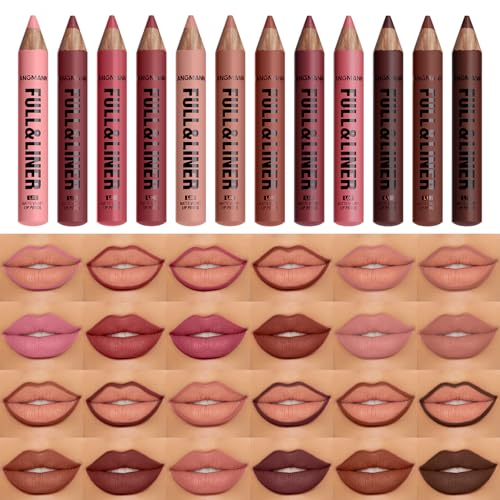 LANGMANNI 12-Piece Matte Velvet Lip Liner Pencil Set