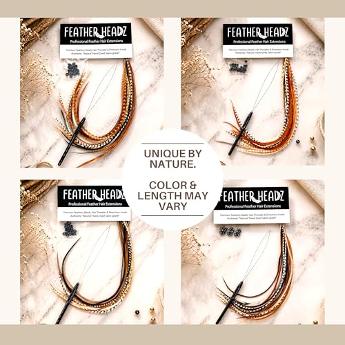Natural Color Rooster Feather Hair Extensions – 50 Pack