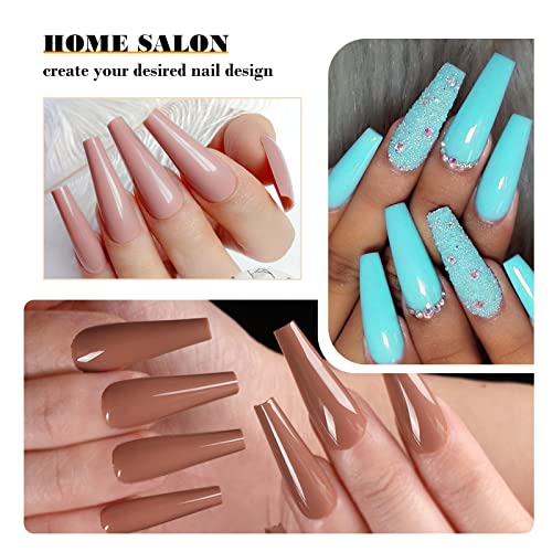 LoveOurHome 576pc Long Press on Nails Coffin Gel Glossy Fake Nails Full Cover Ballerina False Acrylic Nail Tips Artificial Fingernails 24 Colors for Women Teen Girls