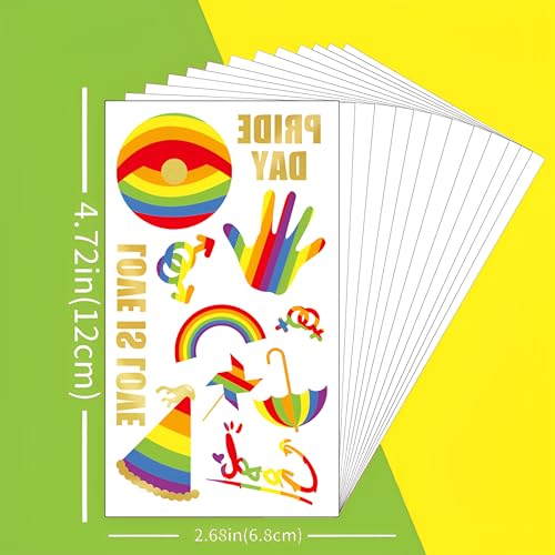 Rainbow Temporary Tattoos - 20 Sheets Pride Waterproof Body Art