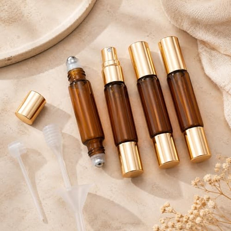 4pcs 10ml Refillable Perfume Bottle Spray & Roller Ball