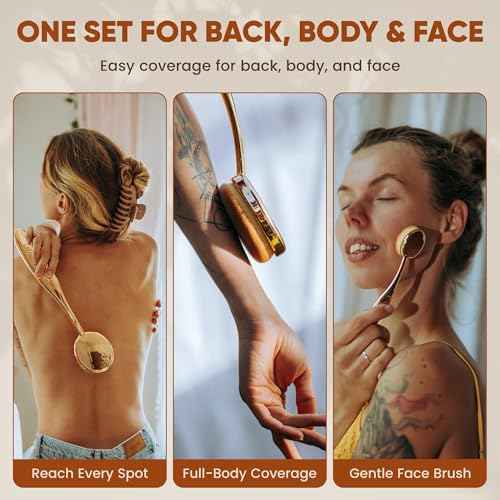 Self-Tan Applicator - Self Tanner Brush for Back - Body and Face Kabuki Brush for Fake Tan, Lotion, Makeup, and Sunscreen, Back Applicator for Sunless Tanner and cream