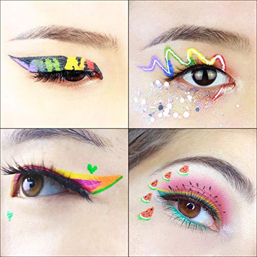 Bowitzki Water Activated Eyeliner Glow In The Dark, 9 Colors UV Set,Face Body Paint Neon Eyeliner, Halloween, Christmas, Hydra Liner Makeup (25 UV Color)