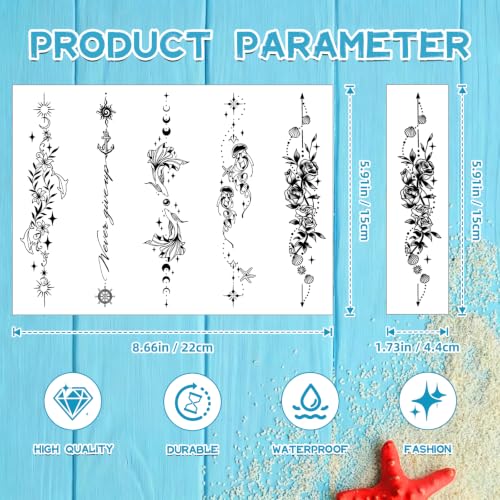 Fine Line Temporary Tattoos for Women, 45 PCS Waterproof