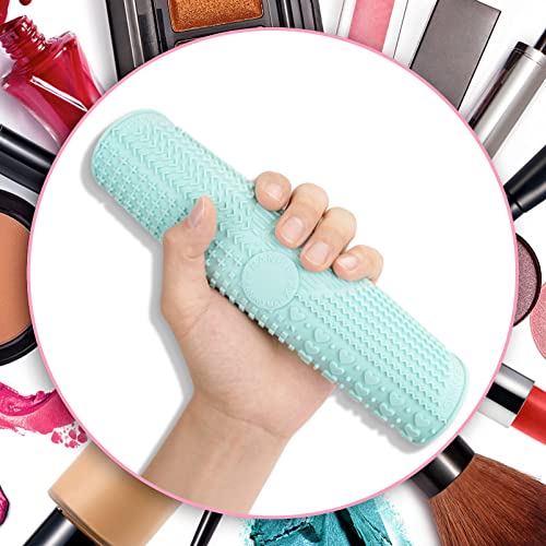 Makeup Brush Cleaner Mat Silicone Large Green Cleaning Pad with Suction Cup