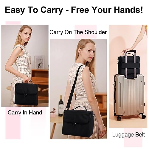 Large 4-Tier Makeup Train Case with Adjustable Dividers