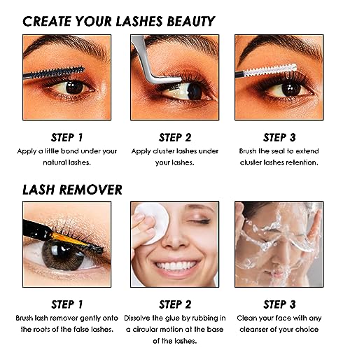 Lash Clusters DIY Lash Extensions Kit 320pcs Individual Lashes Clusters 30D 40D D Curl Eyelash Extension Kit with Applicator and Lash Bond&Seal,Clusters Lash Glue Remover Mix 10-16mm (30D+40D-320 KIT)