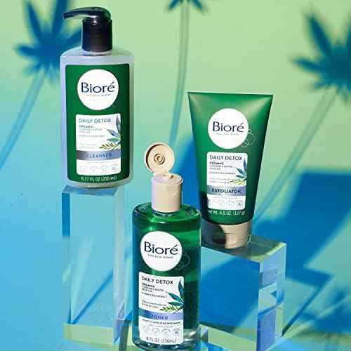 Bioré Detox Face Wash, Acne Facial Cleanser for Blemish Prone Skin, Daily Detox Cleanser, with Organic Hemp Oil and Green Tea Extract, 6.77 Fluid Ounces (3 Pack)