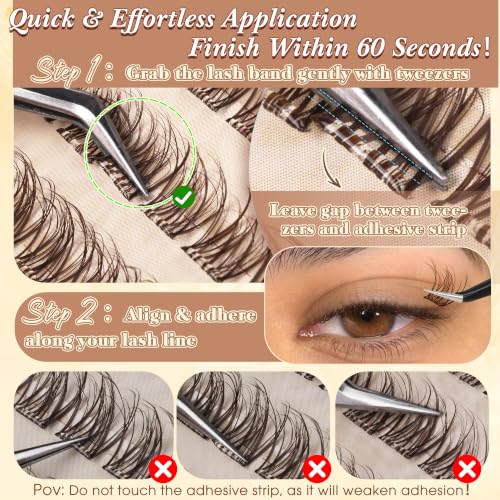 Brown Self Adhesive Lash Clusters - DD Curl Wispy Lashes