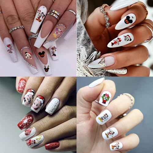 8 Sheets Christmas Nail Art Stickers Decals 3D Self Adhesive Xmas Nail Stickers Design Winter Cute Elk Candy Snowflake Nail Decals for Women DIY Manicure Tips Christmas Party Nail Decoration Supply