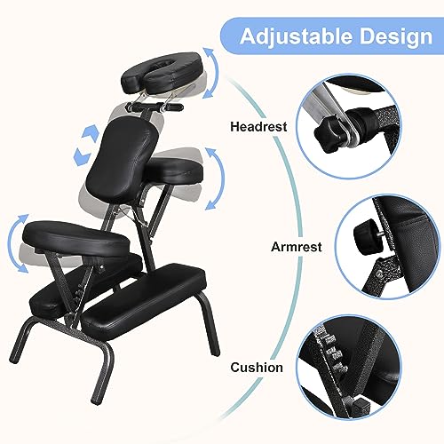 HomGarden Portable Foldable Massage Chair with Adjustable Face Cradle Black