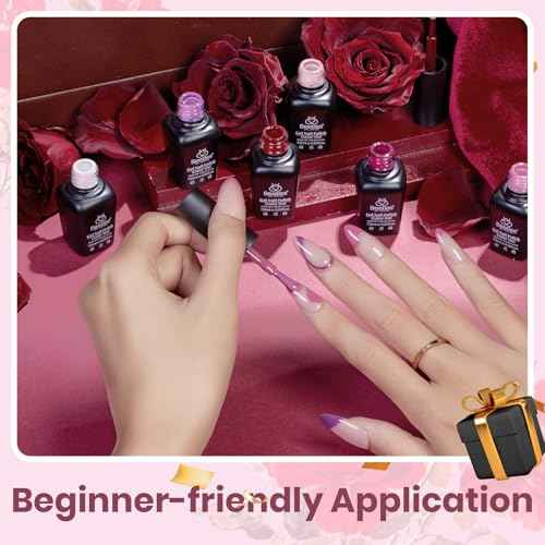 Beetles Burgundy Purple Gel Nail Polish Set - 6 Color Winter Purple Maroon Mauve Plum Gel Polish Kit, Soak Off UV LED Nail Gel for Autumn Manicure Nail Art Gifts for Women