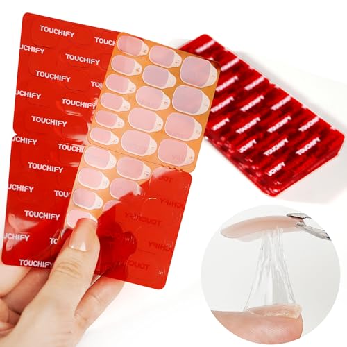 TOUCHIFY Premium Press-On Nail Adhesive Tabs 10 Sheets with 15 Sizes, 300 PCS Ultra-Thin & Waterproof Jelly Stickers for Long-Lasting Manicures (300PCS-Slender Nail Beds)