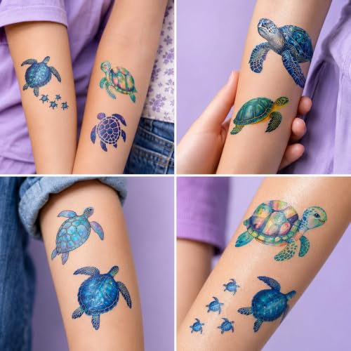 Ocean Turtle Temporary Tattoos 96PCS - 8 Sheets Party Favors