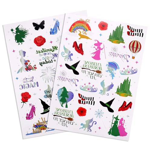 Witch Temporary Tattoos for Kids - 50 Pink & Green Stickers