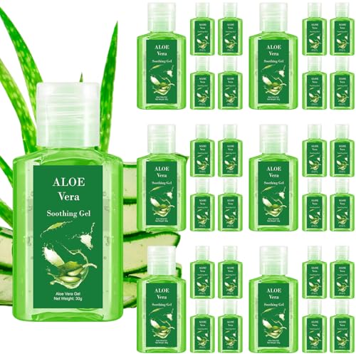 24 Pcs Mini Aloe Vera Gel for Skin Travel Size 1 oz Sunburn Treatment Party Favors Mini Moisturizer Travel Size Lotion Bulk for Thank You Gifts Wedding Beach Summer Flamingo Party Supplies