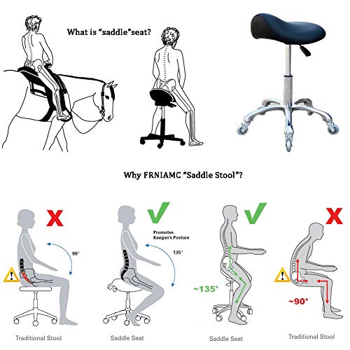 Ergonomic Saddle Stool with Wheels – Height Adjustable