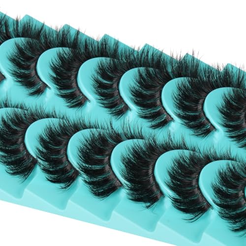 APCYUST Volume Mink False Eyelashes 6-14mm Cat Eye Style 10 Pairs – Wispy, Natural Look, Reusable