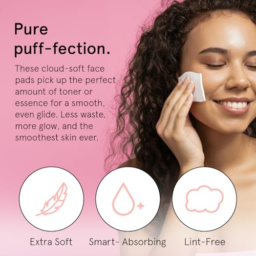 grace & stella Facial Pads (100 Count) - Soft, Lint-Free Toner & Makeup Remover