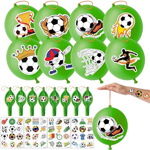 Soccer Party Favors Bundle - 24 Punch Balloons & 48 Tattoos