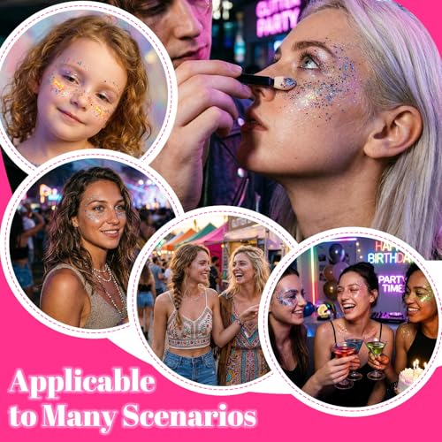 12 Colors Glow in The Dark Glitter Gel - UV Body Face Makeup