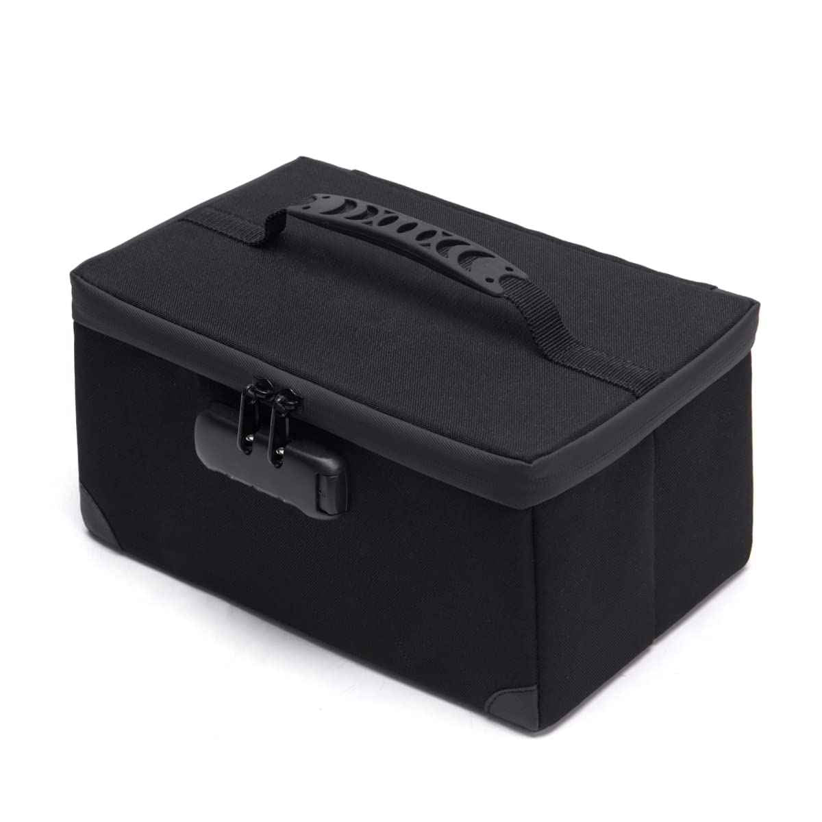 KaAutoler Portable Cosmetic Bag with Lock, Large Capacity Travel Makeup Case Organizer, Waterproof Makeup Bags for Girls Traveling With Handle and Divider Makeup Bag…(Black)