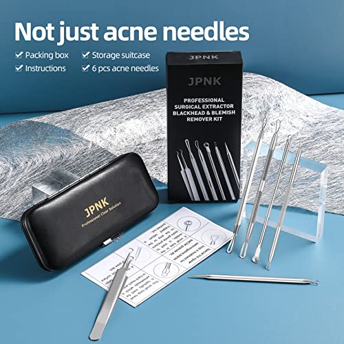 JPNK Silver Blackhead Remover Kit - Comedone Extractor for Acne & Blemishes