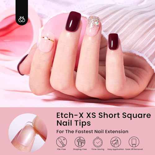 Beetles Gel Nail Tips 288 pcs Extra Short Square Nail Tips 12 Sizes Full Cover Gel Press On Nails Half Matte Acrylic Square Fake Nail Extension Set for Women Home DIY