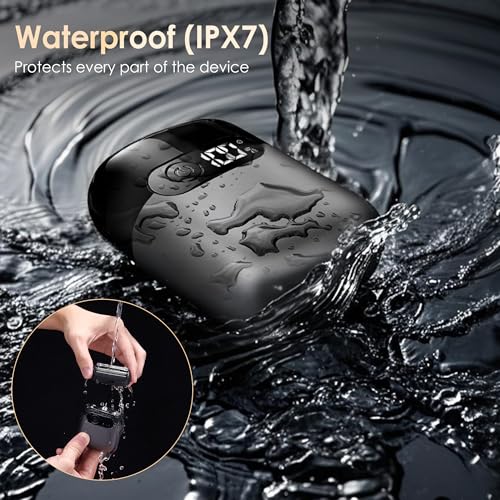 Electric Razor for Men, Foil Shaver and Beard Trimmer for Dry and Wet,Battery LED Display USB-C Fast Charge, IPX7 Waterproof Portable Travel Shaver (Charcoal Black)