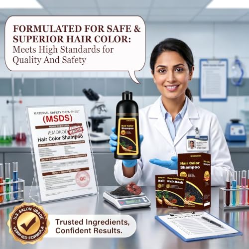 Deep Wine Red Hair Dye Shampoo 3-in-1 for Gray Hair - Long-Lasting Natural Color, 16.9 Fl Oz